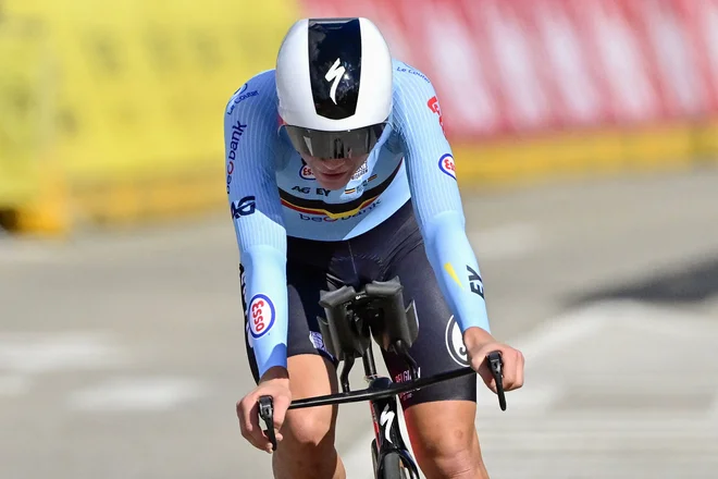 Belgijka Lotte Kopecky je bila najhitrejša v vožnji na čas. FOTO: Dirk Waem/AFP