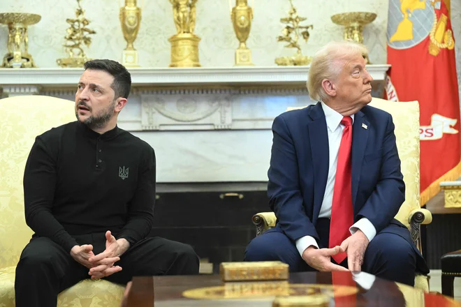 Zelenski in Trump med prepirom v ovalni pisarni. FOTO: Saul Loeb/AFP